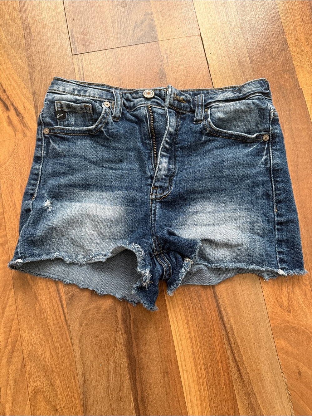 KanCan Blue Distressed Frayed Hem Jean Shorts